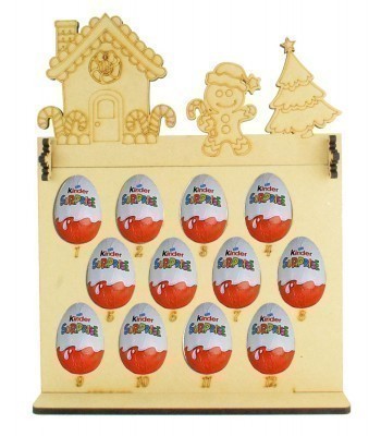 6mm Kinder Eggs Holder 12 Days of Christmas Advent Calendar with Gingerbread House Topper